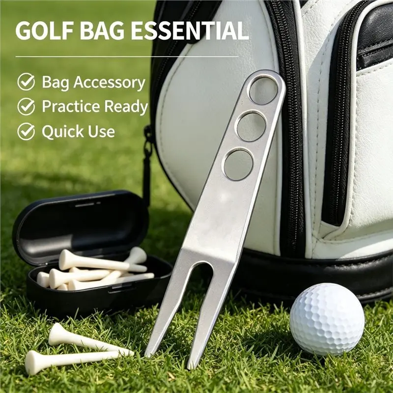 A64T Metal for Golf Divot Tool with Hat Clip Portable Zinc Alloy Divot Repair Tool for Golf Accessories Green Repair Compact
