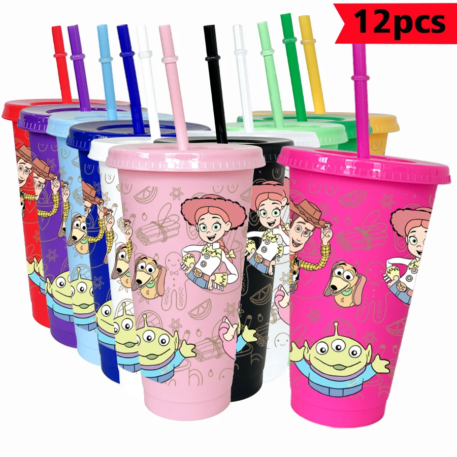 

12Pcs/pack Disney Toy Story Three-Eyed Boy 26oz Color Plastic Tumbler Birthday Party Drinking Utensils Juice Coffee Mug