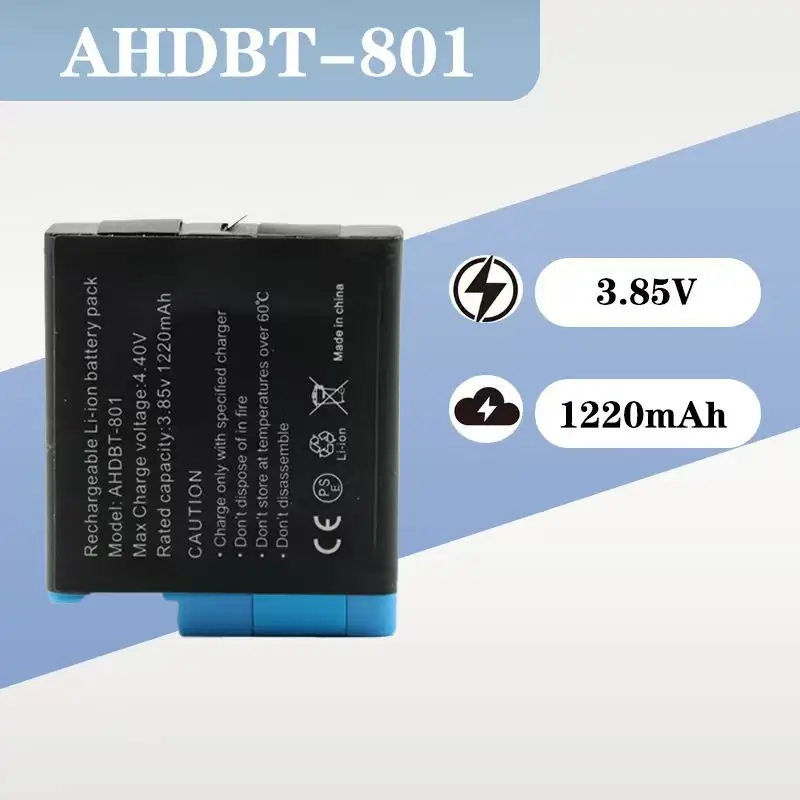 3.85V 1220mAh SanGo Battery, Full - Decoded and No Pop - Up, Suitable for GoPro HERO8/7/6/5 Cameras