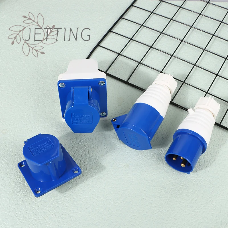Hot 220V 16A 3 Pin Industrial Waterproof Plugs/Socket Male/Female Connector IP44 2P For Caravan Motorhome Trailer Truck Yacht