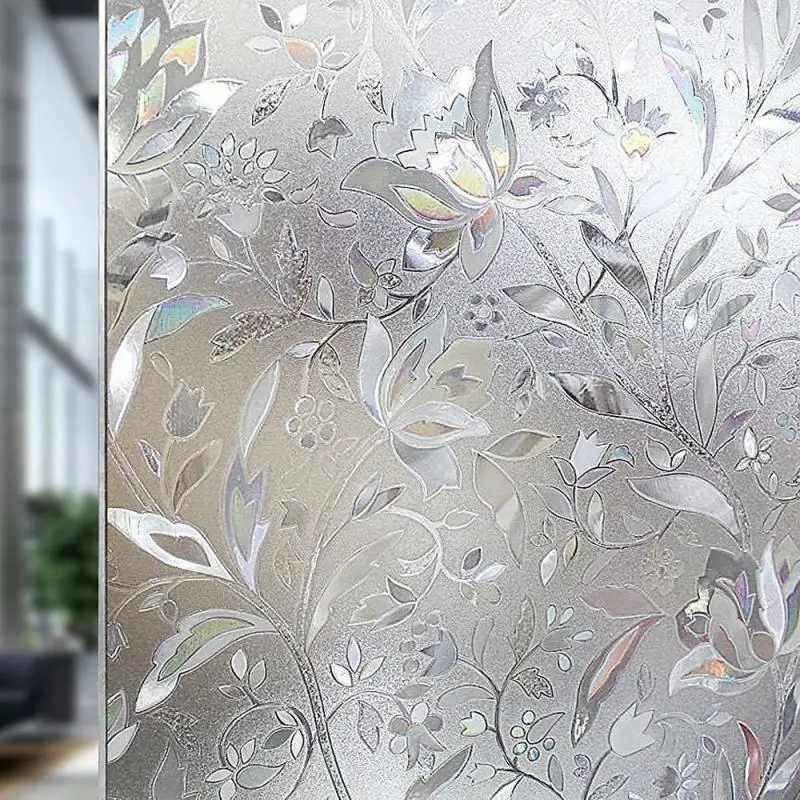 

100x45cm Static Cling Flower Wallpaper Decorative Stained Glass Window Film Self Adhesive Wall Sticker Home Bedroom Decoration