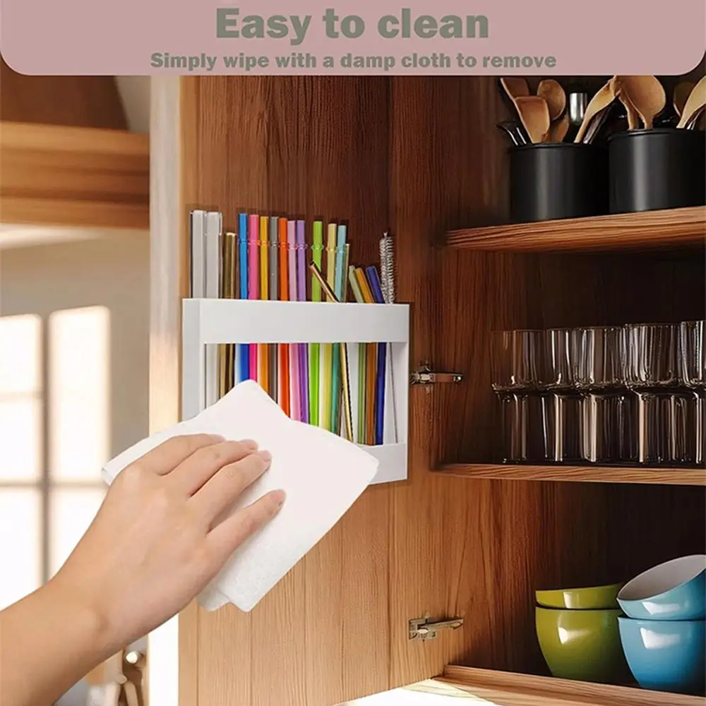 Acrylic Acrylic Straw Holder 5 Grids Reusable Makeup Brushes Organizer Wall Mounted Multifunctional