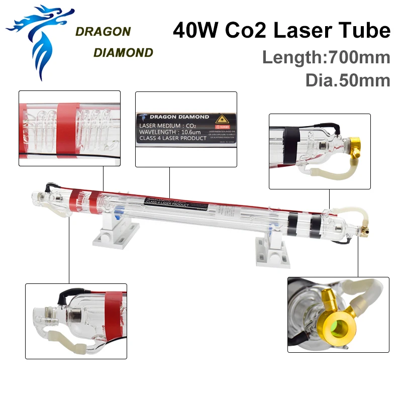 Imagem -04 - Tubo Laser Co2 40w Série K40 Mais Fonte de Alimentação 40w 110v 220v para Máquina de Corte e Gravação a Laser Co2