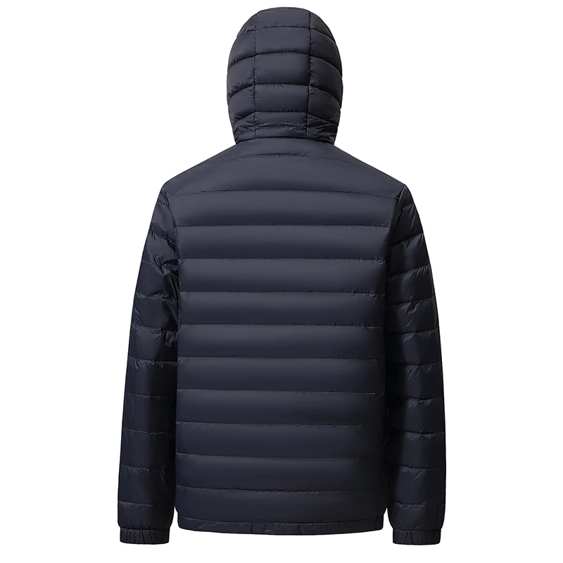 2025 Winter Hooded Down Jackets Men Loose Warm Casual White Duck Down Coat Male Solid Zipper Windproof Hooded Outwear Jacket Man