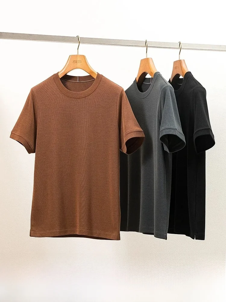 

Warmth Luxury Men's Autumn Winter Merino Wool Fce Lined ort Sve Base Layer irt Casual round Ne T-irt