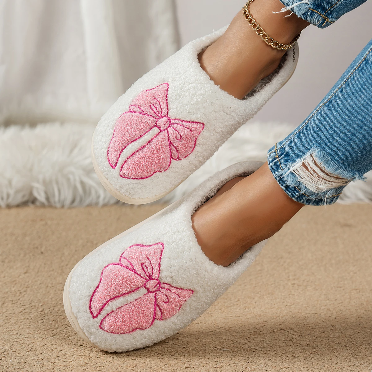 دافئ مريح المرأة داخلي القوس النعال لطيف هدية المضادة للانزلاق الشتاء المنزل موضة الفتاة لينة وحيد غرفة نوم أفخم الأزواج الأحذية