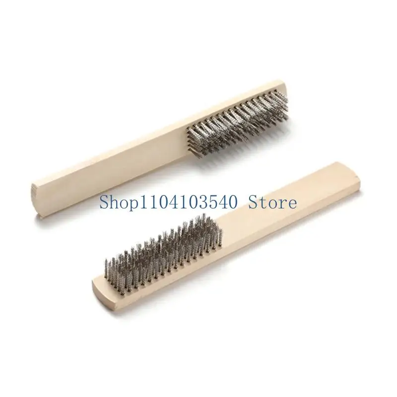 فرشاة سلك 02DC مع فرشاة الأسلاك النحاسية/الصلب الطويلة الخشبية المستخدمة في ورشة العمل المنزلية #2