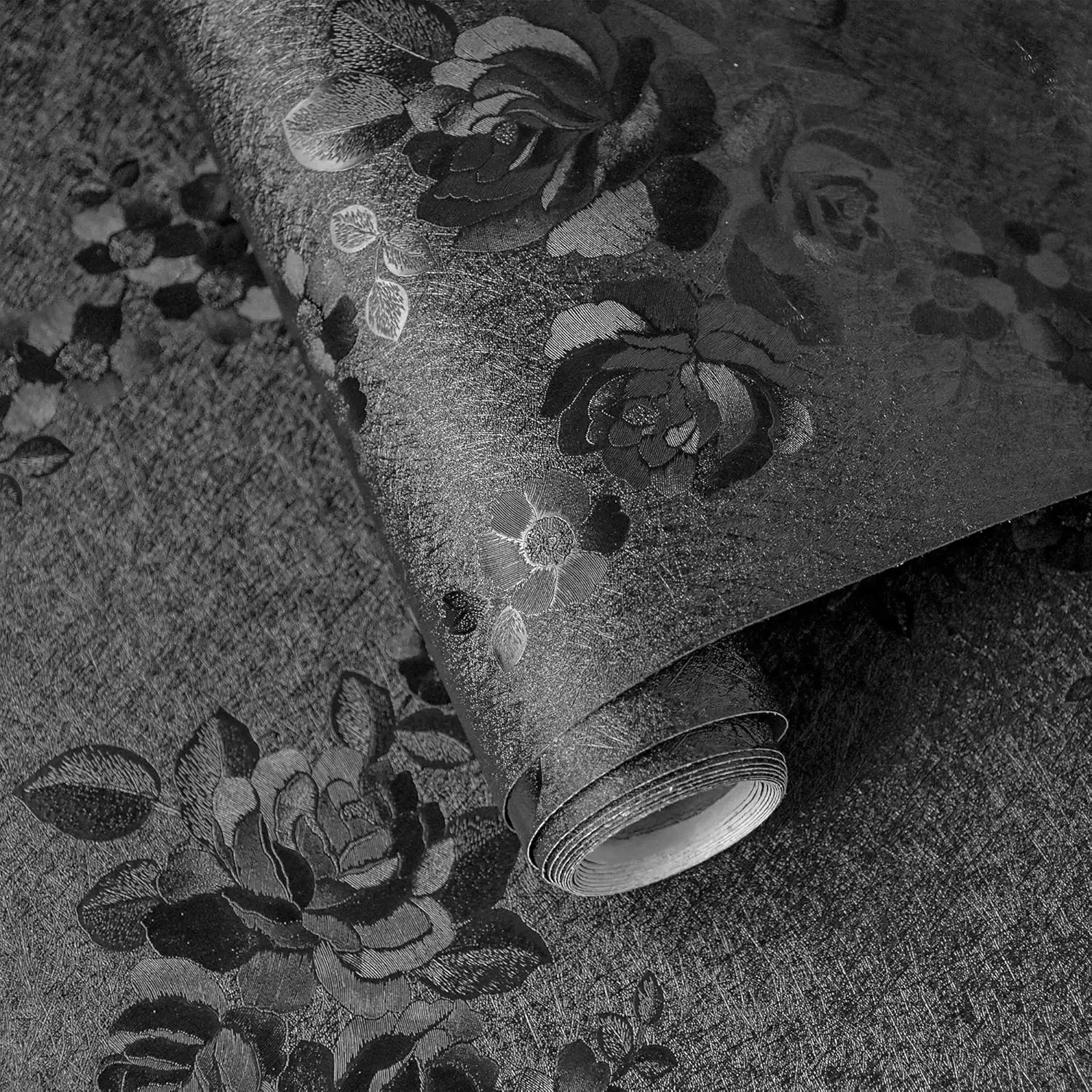 Black Rose Peel and Stick Gothic Floral Modern Self-adhesive Wallpaper Bedroom Background Living Room Cabinet Wall Sticker Decor