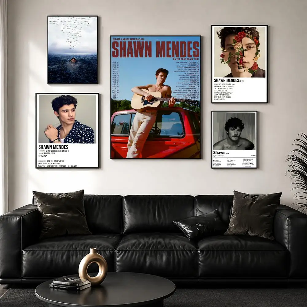 Singer Music Album S-Shawn Mendes Poster Decorative Wall Art Sticker Mural Print for Bedroom Living Room Hallway Home Decor Gift