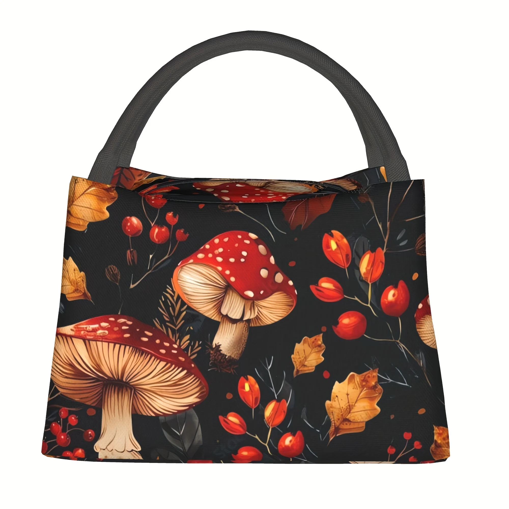 1pc Mushroom Pattern Portable Reusable Cooler Bag Insulated Bag Thermal Lunch Bag Essential for Camping Picnics and Beaches