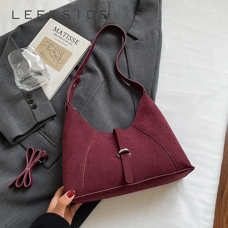 

Левая сторона, женская маленькая сумка на плечо из искусственной замши подмышками, зима 20225, новая модная ретро сумка подмышки, роскошные брендовые дизайнерские сумки