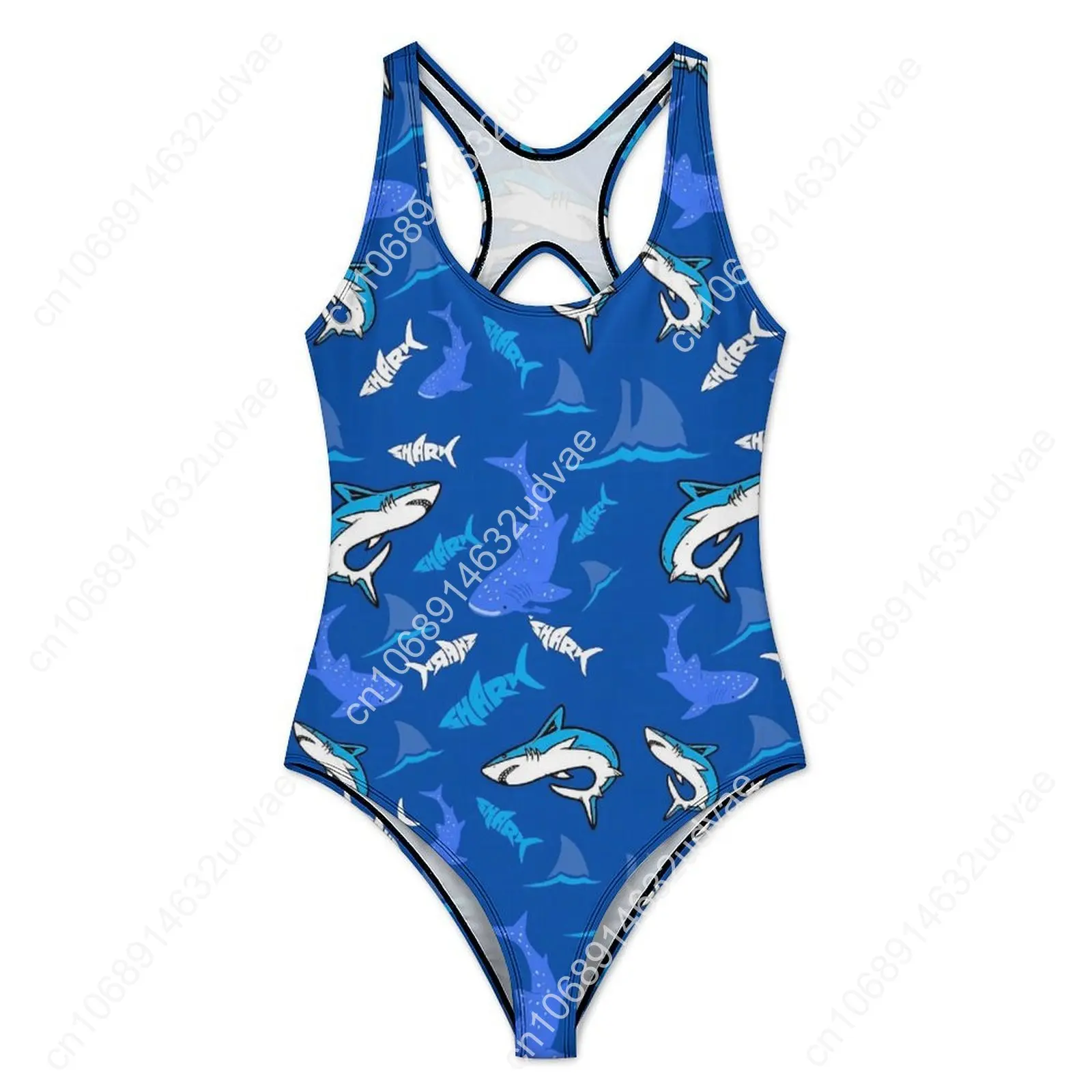 Traje de baño de tiburones azules, traje de baño Sexy de una pieza con estampado de animales, trajes de baño Push Up, trajes de baño elegantes para piscina y vacaciones