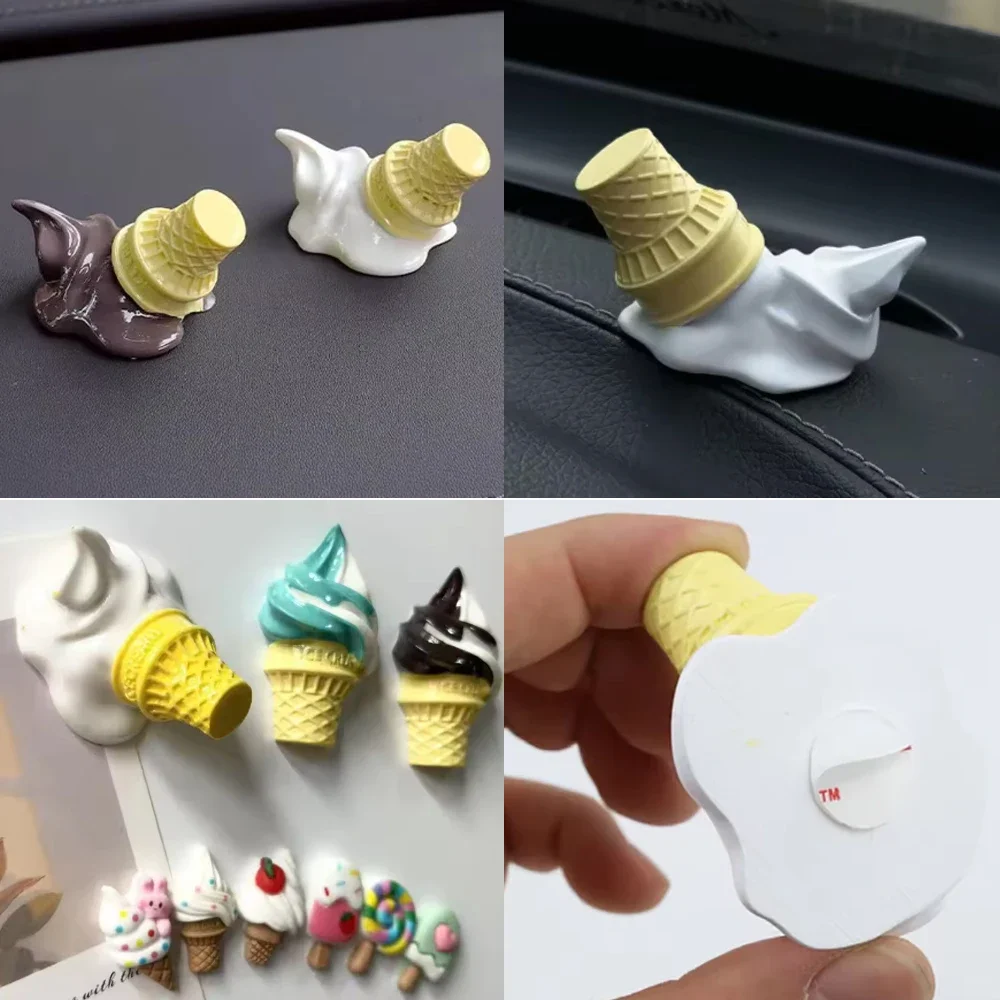 Simulation Ice Cream Refrigerator magnets Cone Refrigerator Decoration Photo Wall Resin Gift Children's Toys