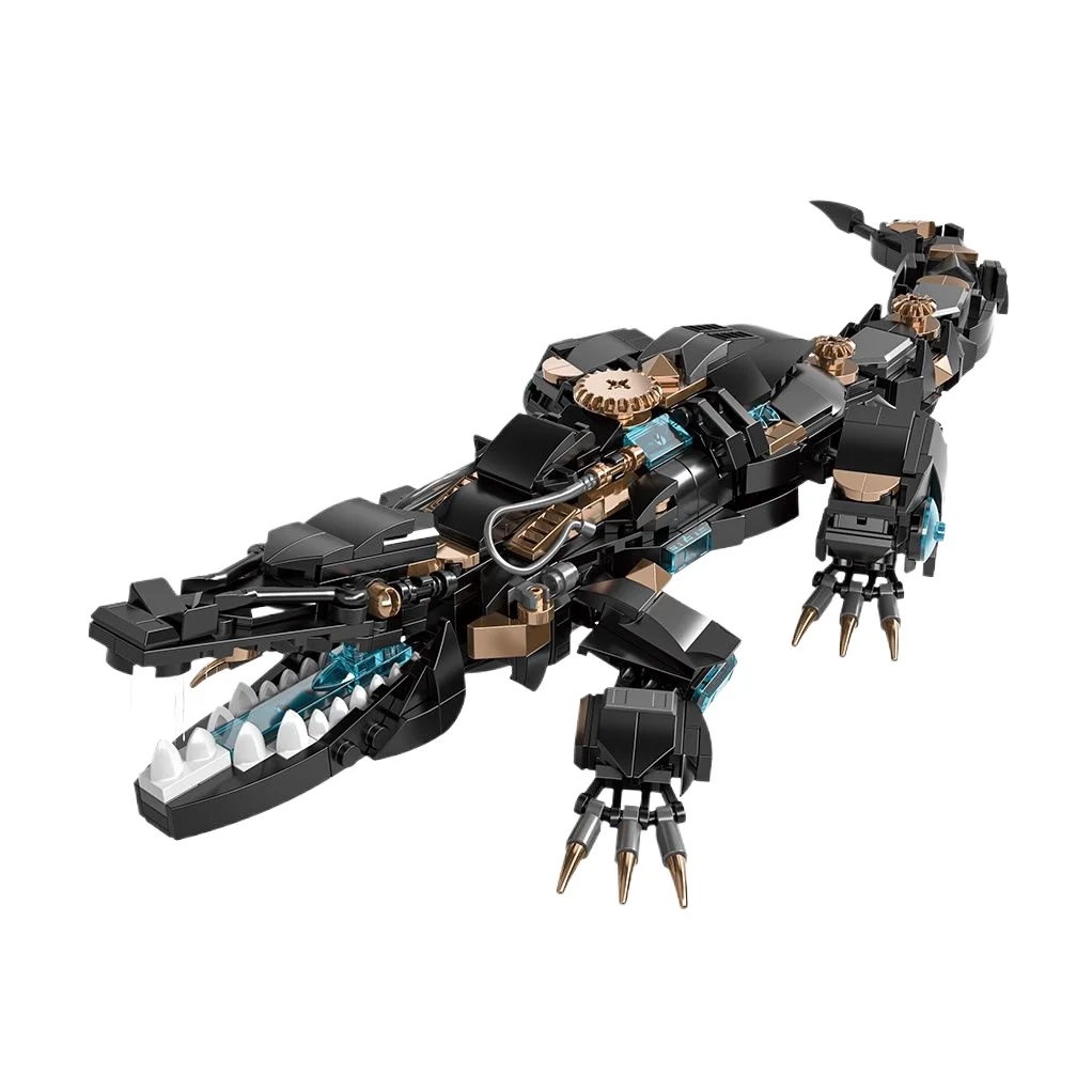 580 Uds. Bloques semimecánicos estilo Punk cocodrilo dorado negro 3,6 Mini rompecabezas granular juguetes de bloques de construcción