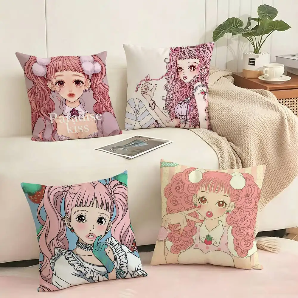 Anime Miwako P-Paradise K-Kiss  Pillow Case Square Double-Sided Sofa Cushion Cover Bedroom Bedside Pillow Gift