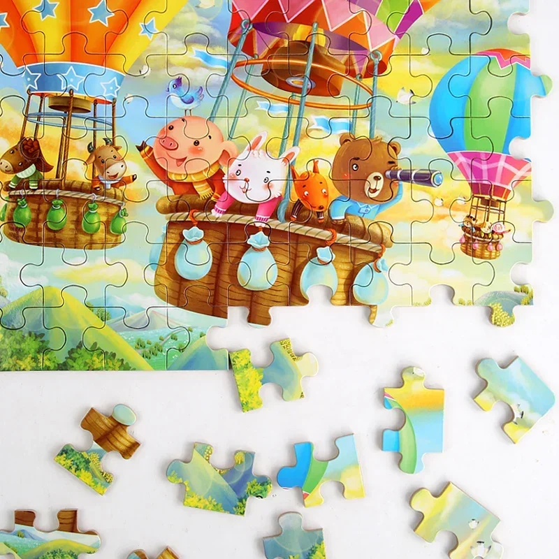 Nuovi bambini 60 pezzi Puzzle in legno bambini cartone animato animale veicolo giocattolo in legno Jigsaw bambino educativo precoce per giocattoli regalo di compleanno