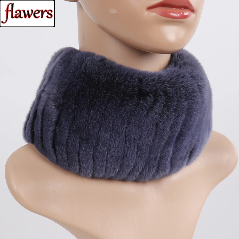 

New Winter Women Knitted Real Rex Rabbit Fur Scarf Natural Rex Rabbit Fur Scarves Girls Warm 100% Genuine Fur Muffler Headband
