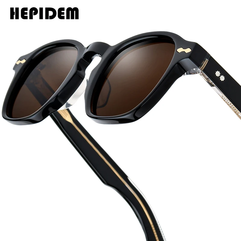 HEPIDEM Acetate Polarized Sun Glasses Women Brand Designer Glasses Thick Square Sunglasses Men Dragon RINI-T
