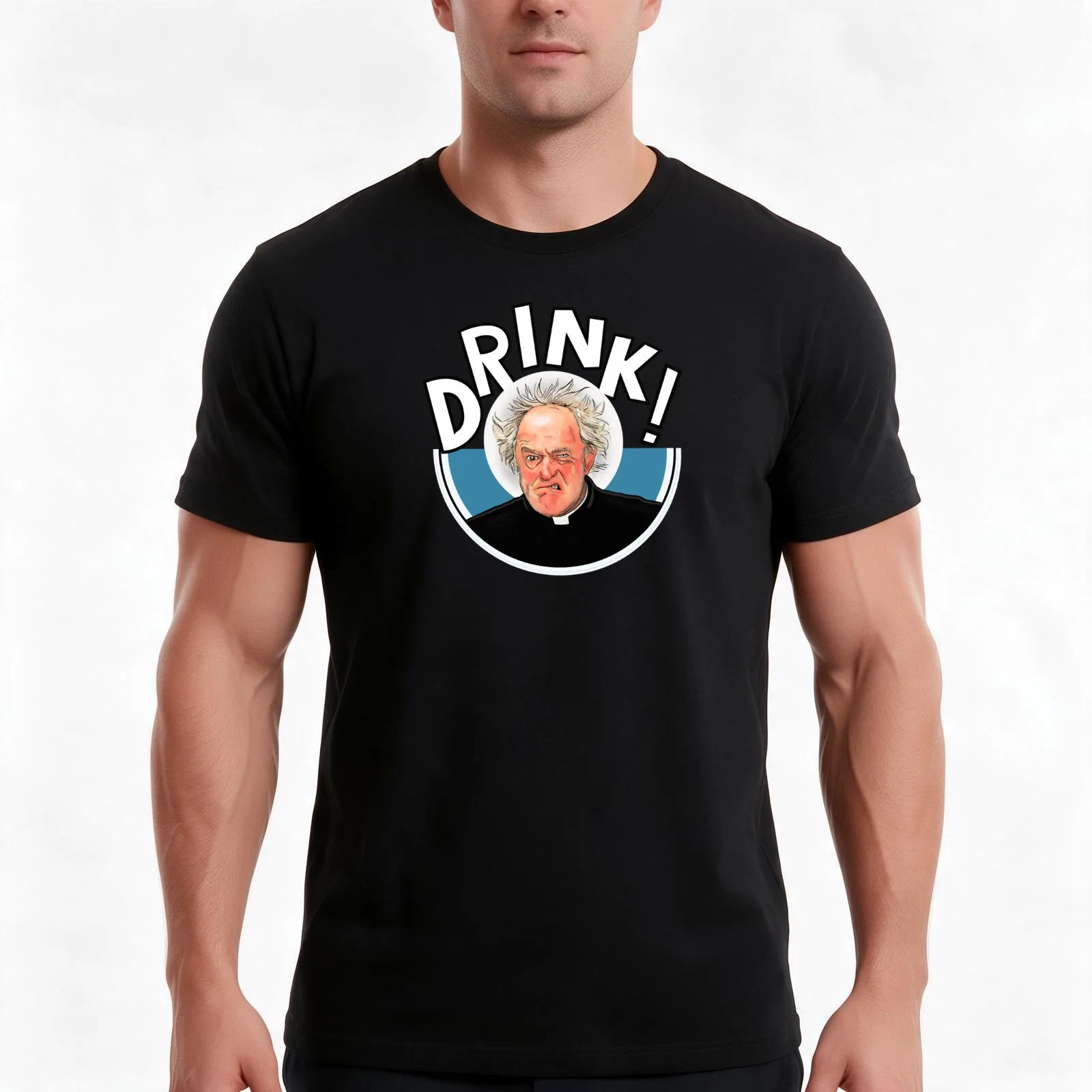 Father Jack Father Ted drink feck girls T-Shirt, Summer Casual Cotton Tee, Oversized Streetwear Tops, Vintage Graphic Print
