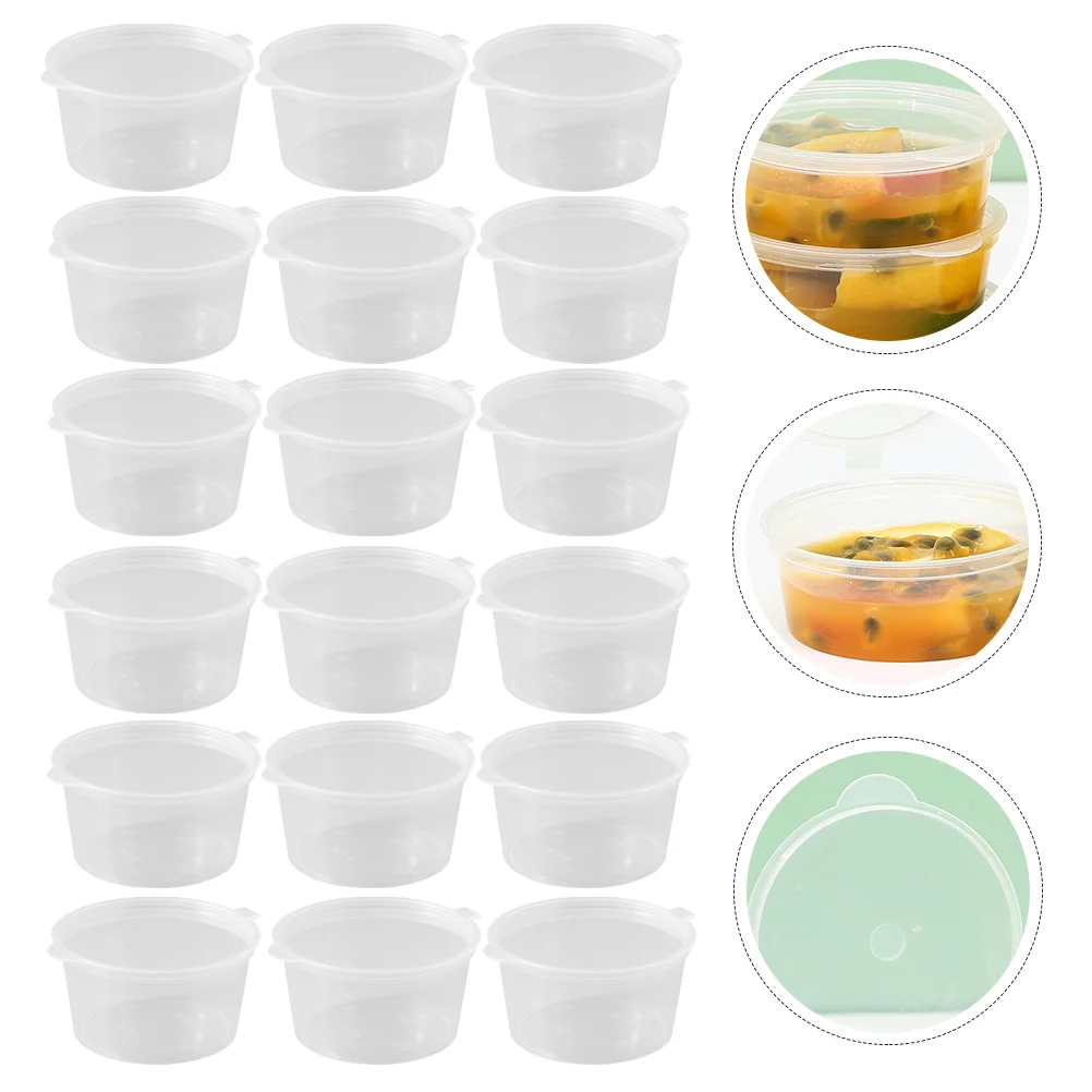 

100 Pcs Passion Fruit Packing Box Condiment Cups Holder Dipping Sauce Containers Appetizer with Lids Boxes for Takeaway Sealing