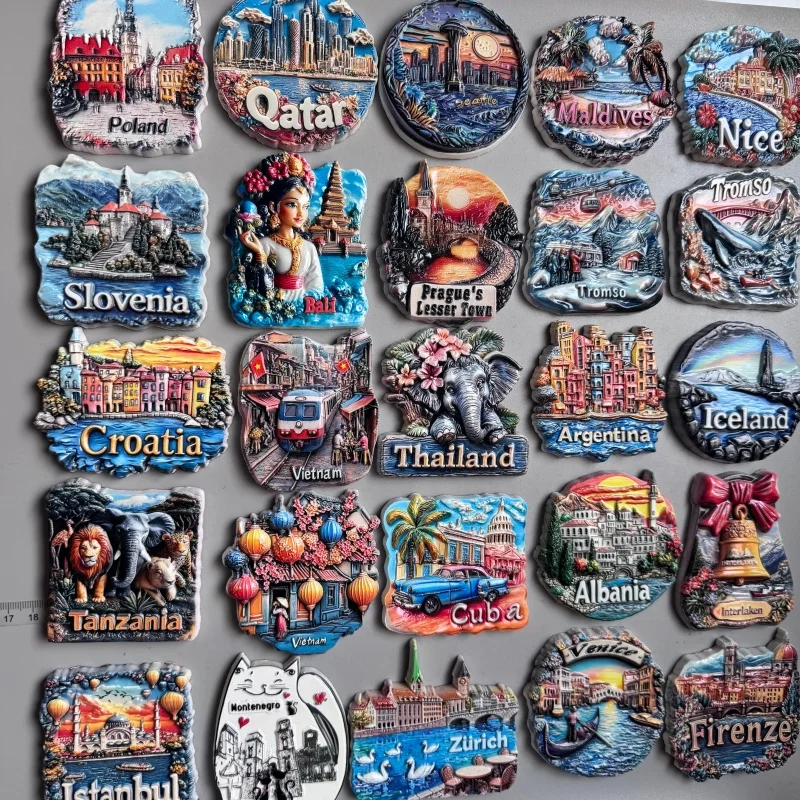 Fridge Magnet Poland Slovenia Croatia Qatar Bali Prague Nice Tromso Vietnam Thailand Cuba Argentina Iceland Albania Zurich Swiss