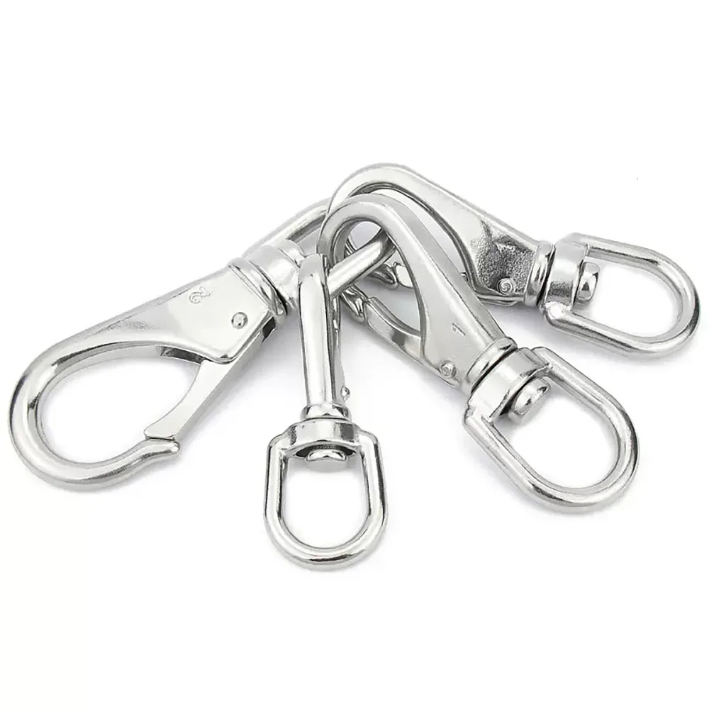 M4-M7 304 Stainless Steel Rotating Ring Spring Snap Hook Universal Connecting Hook For Dog Chain Keychain Climbing Accessories