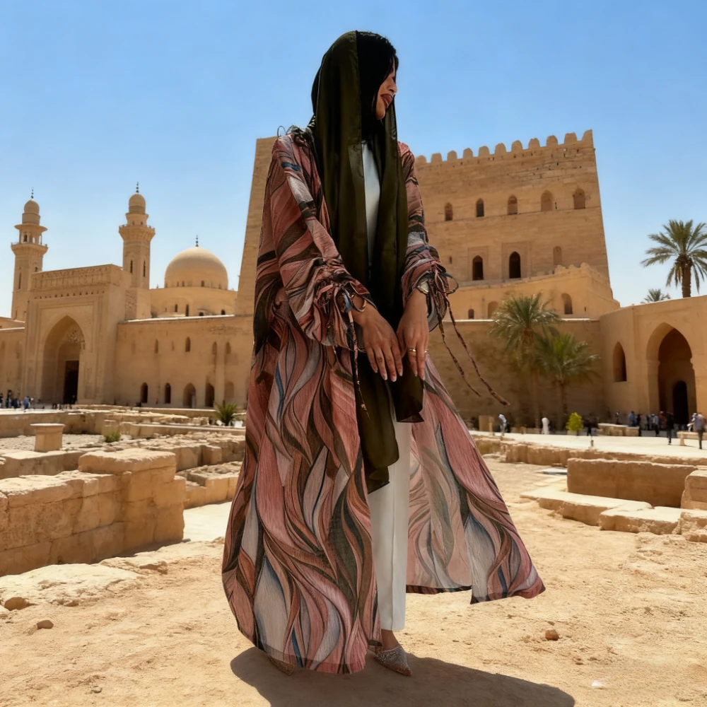 

Ид мусульманские женские платья Абая Кардиган с принтом Вечерние длинный халат Рамадан Строка Марокко Кафтан Элегантные платья Дубай Джалабия