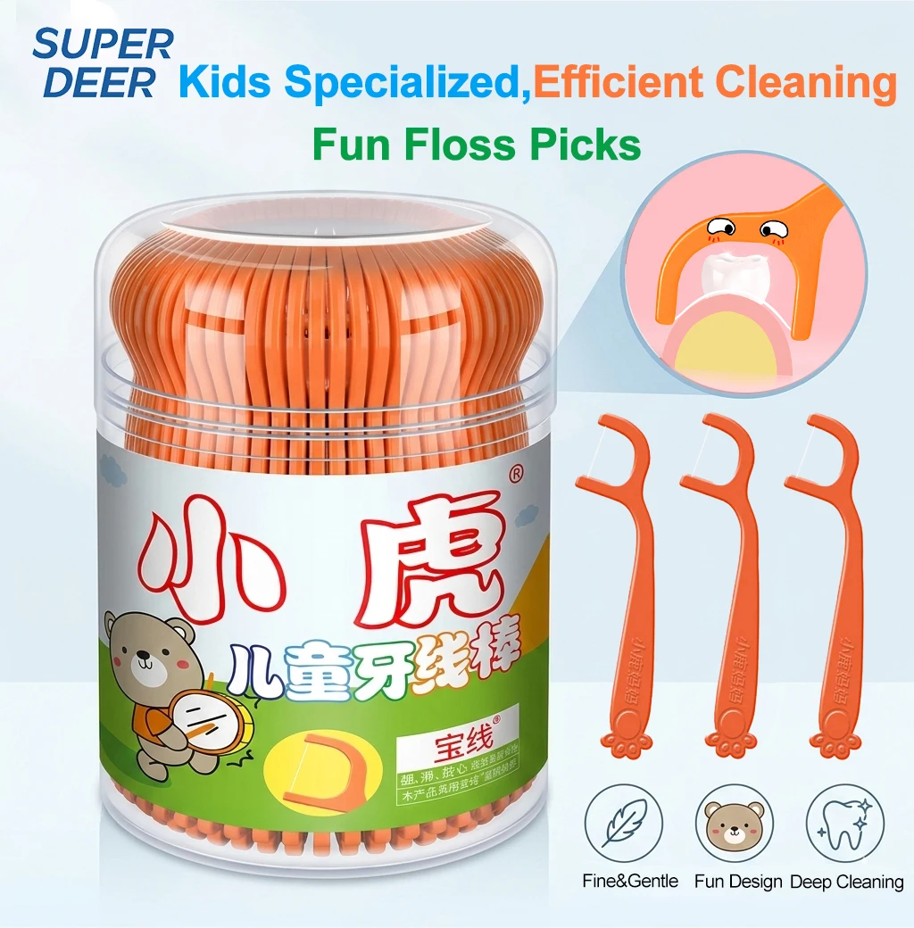 

50 шт./упак. Тонкие зубные нити-стики для детей с мультяшным дизайном, пластиковые зубочистки, семейная упаковка, для чистки зубов и межзубных промежутков