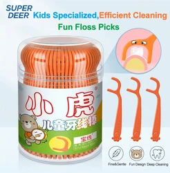 50pcs/box High-thin Floss Stick for Children's Cartoon Plastic Toothpicks Family Pack Flossing Details Cleaning Teeth
