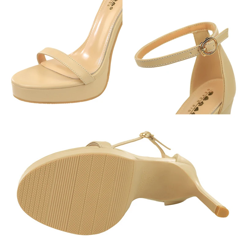 BIGTREE Shoes Summer High-Heeled Sandals Women's Shoes Sexy Party Shoes Peep-Toe High Heels Stiletto 11 CM Buckle Ladies Shoes image 5