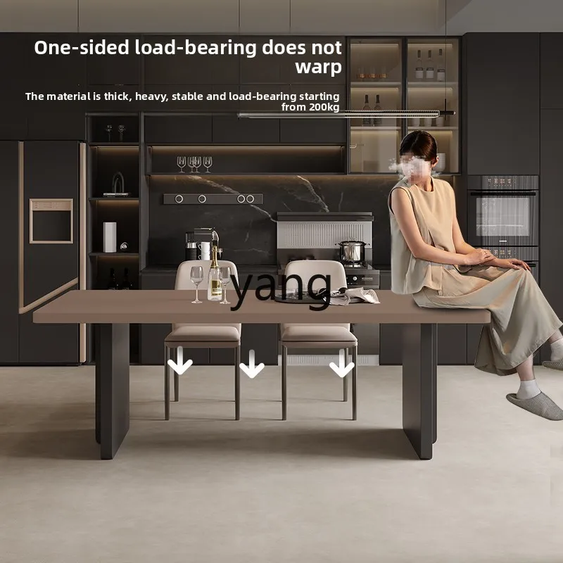 TGF high-end household Italian minimalist rock slab dining table living room small apartment luxury stone dining table