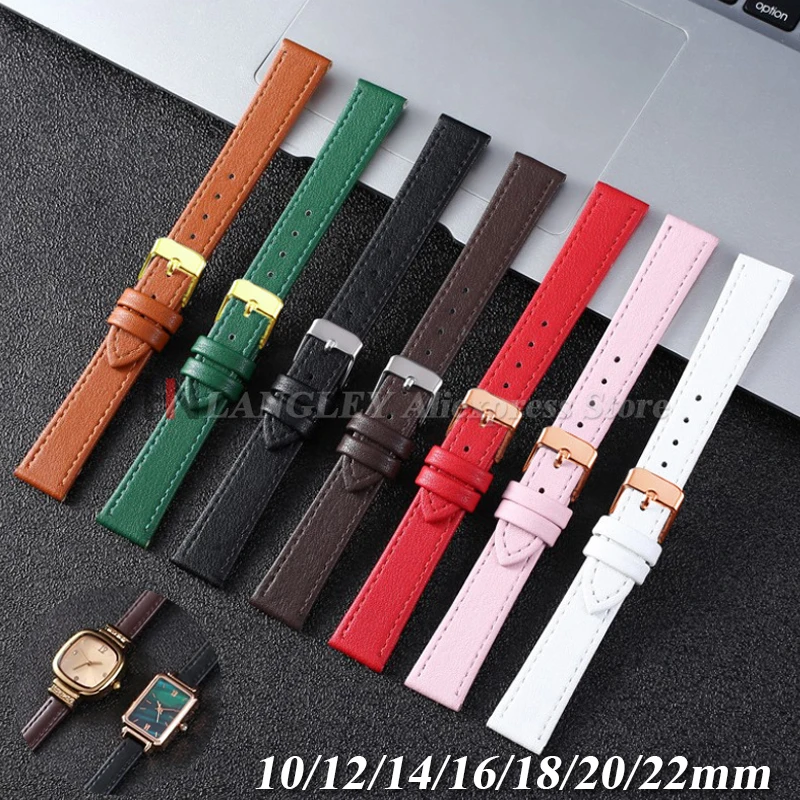 

Soft Leather Watch Strap 10mm 12mm 14mm 16mm 18mm 20mm 22mm for Men Women Universal Bracelet Ultra Thin Wrist Band Accessories