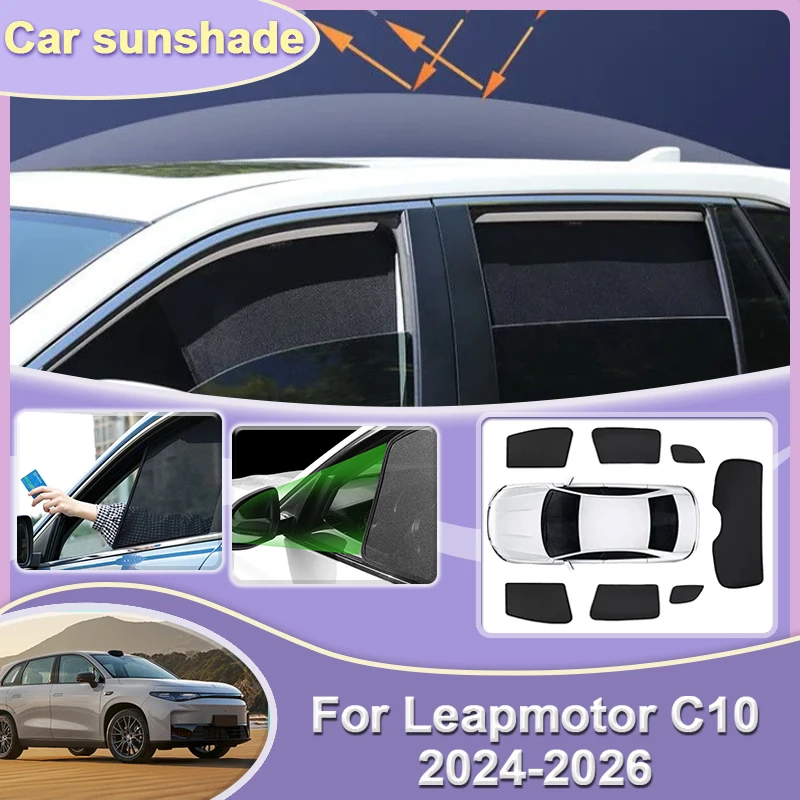 

Автомобильный сетчатый солнцезащитный козырек для Leapmotor C10, аксессуары 2024, 2025 2026, солнцезащитный козырек, занавеска на лобовое стекло, оконные чехлы, защита от солнца, Bodykit