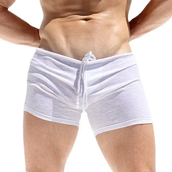 Europe American Summer Men's Sexy Lace Up Shorts Holiday Beach Pants Elastic Casual Short Pants Sports Outerwear Board Shorts