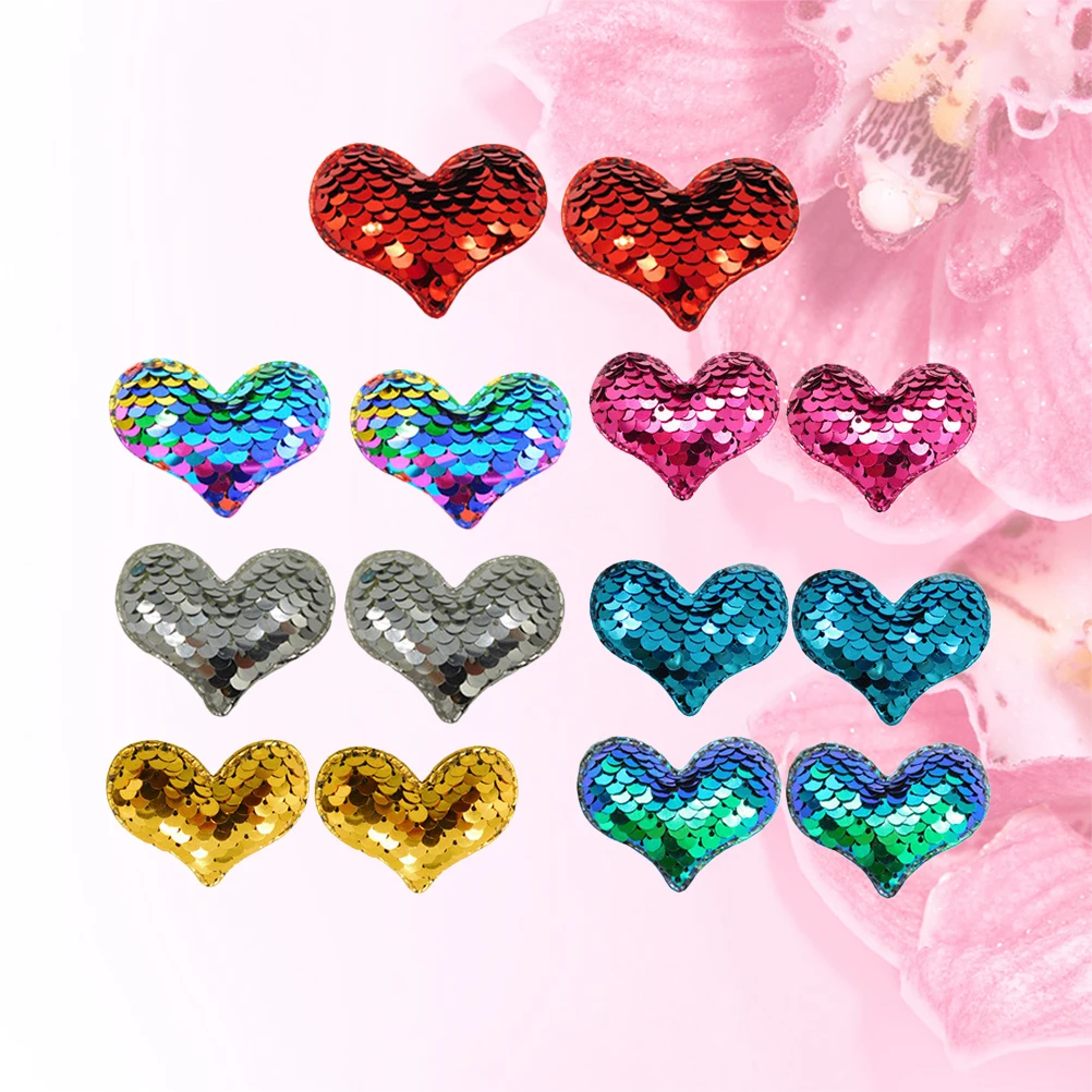 

14 Pcs Heart Sequins Patch Love Shape Stickers Sequin Keychain Supplies DIY Craft Gift Bag Sealing Scrapbooking Decal