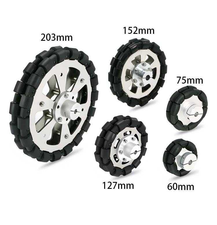 40Kg Load Omnidirectional Wheel Caster Tires 127mm 152mm 203mm Omni Wheel with Flange Coupling Robot ROS Platform Robot Wheel