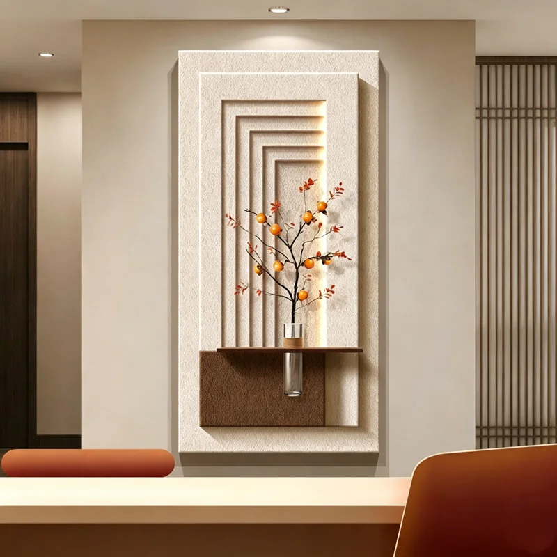 Modern High-end Entranceway Decorative Artwork Minimalist Hydroponic Greenery Wall Hanging Sandstone Corridor Sconce Painting