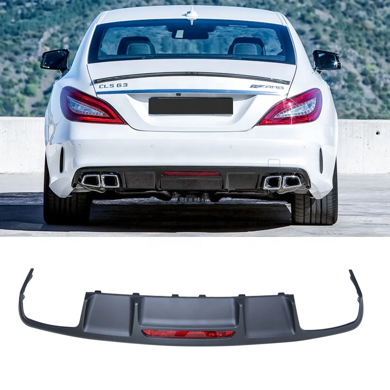 PP Matte Black Rear Bumper Lip Diffuser For Mercedes Benz CLS W218 2012-2014 Rear Bumper Car Accessories