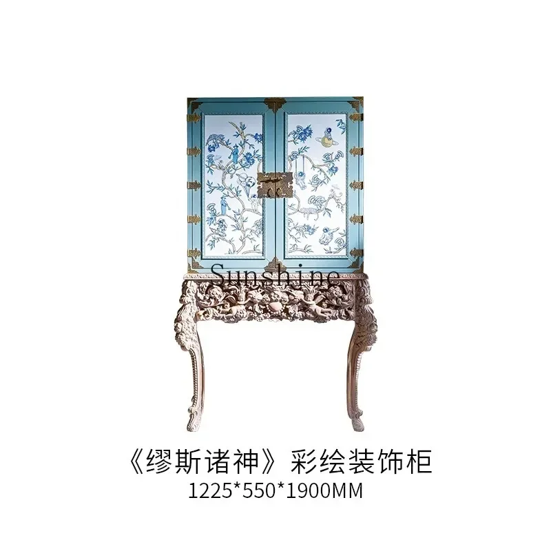 French court art painted wine cabinet high sense retro home living room solid wood