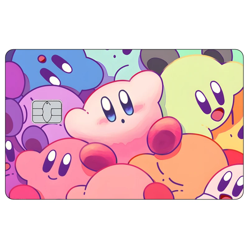 ملصقات جلدية لطيفة لبطاقة الائتمان، ملصق كيربي غير لامع مناسب لبطاقة البنك VISA JCB Master وبطاقات IC المغناطيسية الأخرى