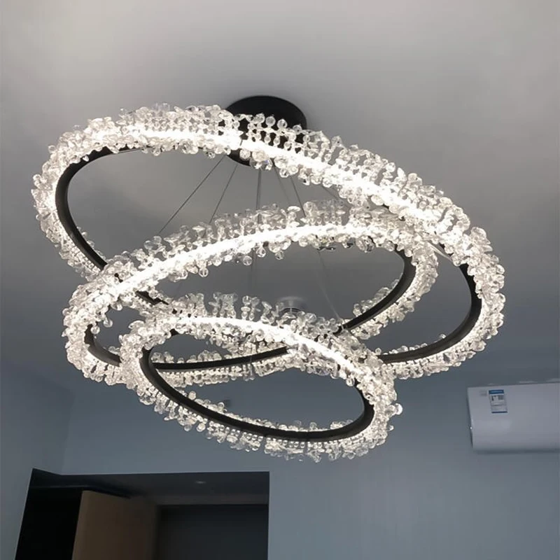 Imagem -03 - Circular Led Cristal Lustres Teto Clássico Lâmpada Pingente Sala de Estar Sala de Jantar Quarto Luz Pendurada Criativa Decoração Lustre