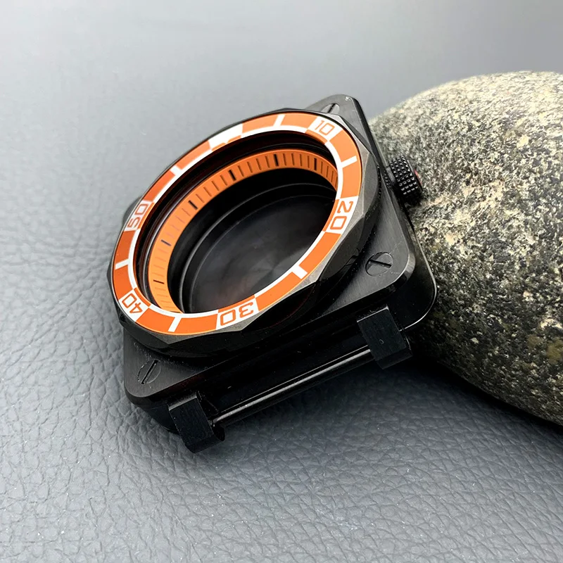 وزارة الدفاع الأسود SKX007 ساعة مربعة تناسب 7S 4R NH35 NH36 حركة ختم الغطاء الخلفي SKX007 SRPD الرجال الغوص استبدال حالة مخصصة #5