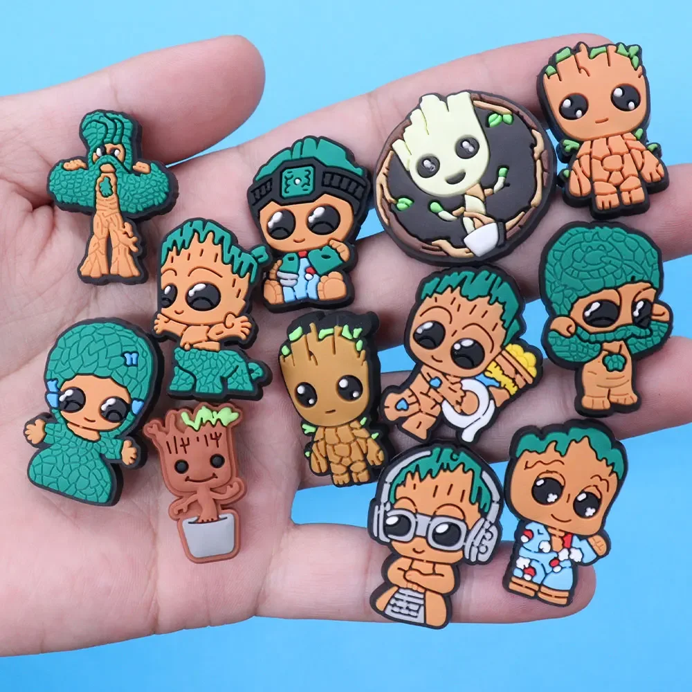 1-12Pcs Guardians Of The Galaxy Groot Tree Pvc Slippers Shoe Buckle Charms Boys Girls Cartoon DIY Hot Gift Kids Holiday Gifts