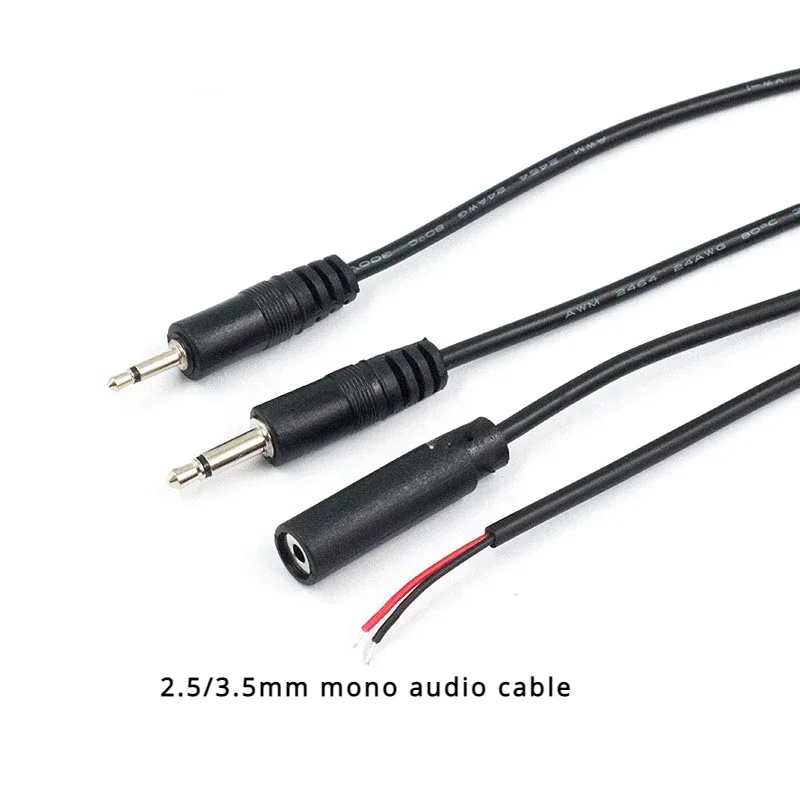 1/5/10Pcs/lot 2.5/3.5mm Male Plug/Female Jack Mono/Stereo AUX 2Pole To Bare Wire Conn DIY Audio Headphone Repair Extension Cable