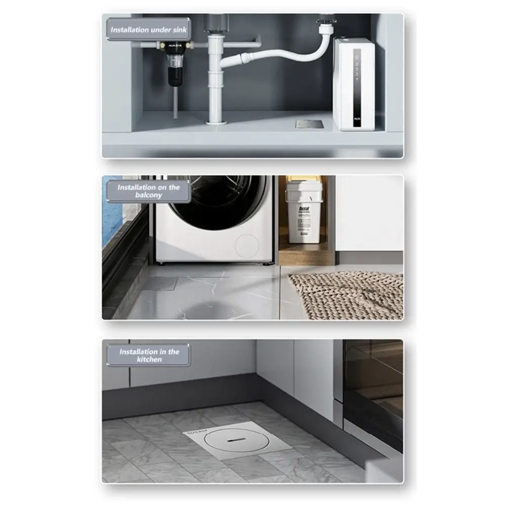 Square Floor Clean Out with Cleaning Port 304 Stainless Steel Shower Floor Drain 75/110 Plug Drainage Port Shower Room