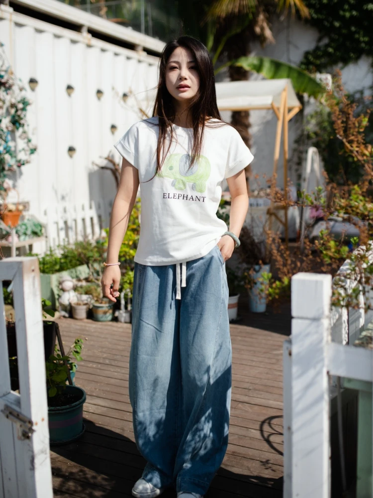 

Женские джинсы White Daisy свободного кроя из тонкого денима, прямые брюки, летняя коллекция, ткань Lenzing