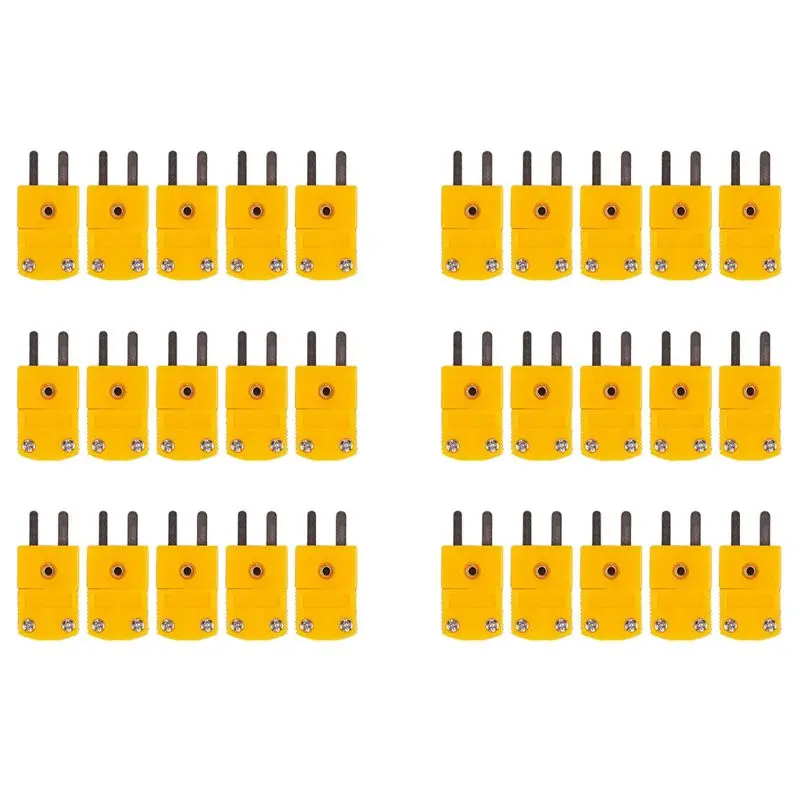 

(Flash Sale) 30Pcs RTD Circuits K Type Temperature Sensor Thermocouple Plugs Yellow