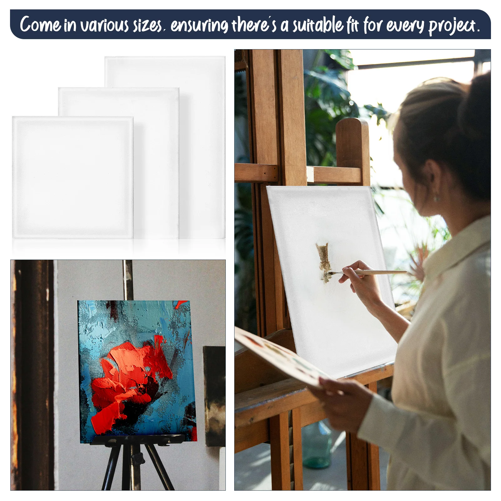 

6 Pcs Oil Picture Frame Set Painting Boards Canvas Panels Artists Supplies For Pure Cotton