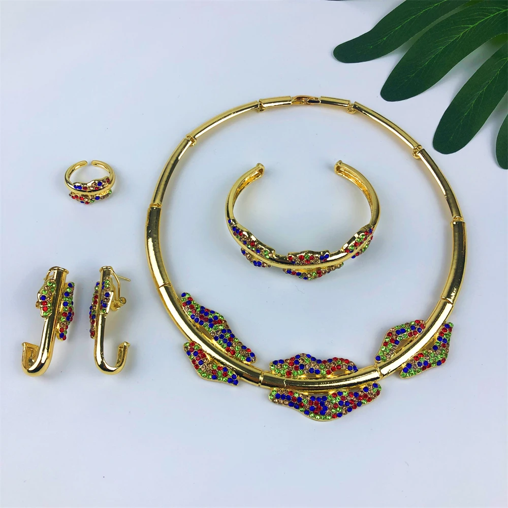 TITI Italian Dubai 18K Gold Plated Jewelry Set for Women Earrings Pendant Necklace Romantic African Bridal Wedding Party Gifts