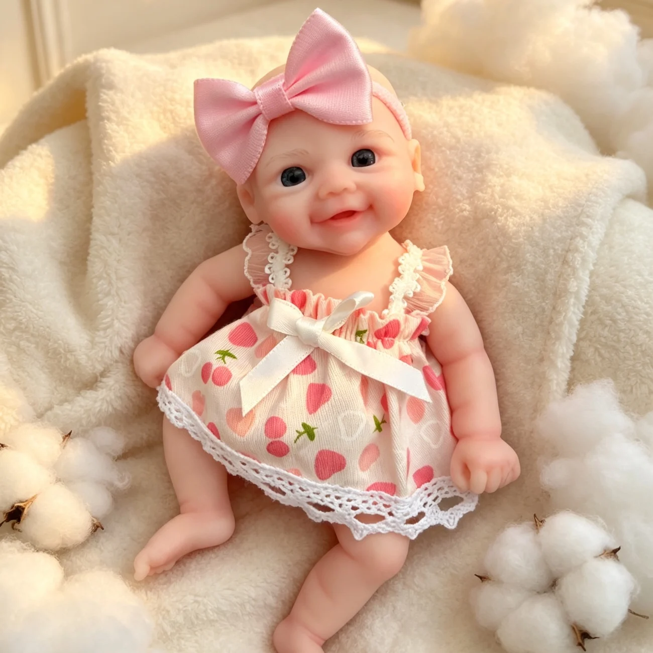 1Pc 6 Inch All Silicone Reborn Doll Vivienne Smile Bebe Lifelike Soft Squishy Silicone Toy For Doll Enthusiasts and Collectors